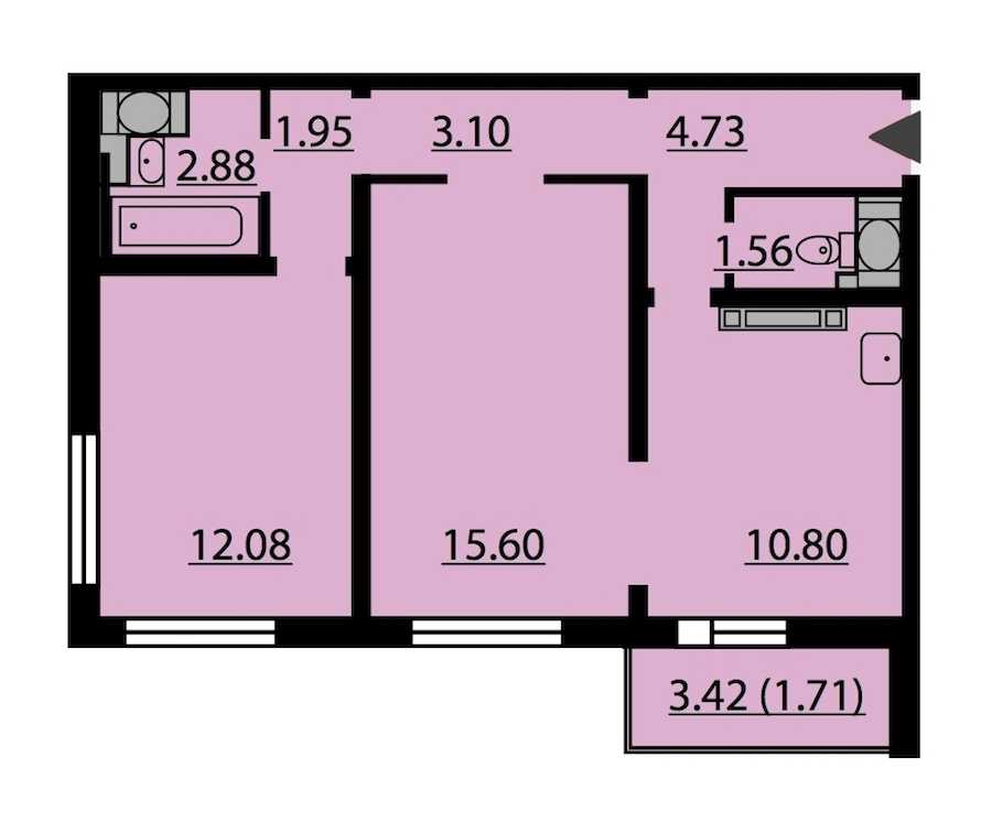 Двухкомнатная квартира в Группа ЛСР: площадь 54.41 м2 , этаж: 23 – купить в Санкт-Петербурге